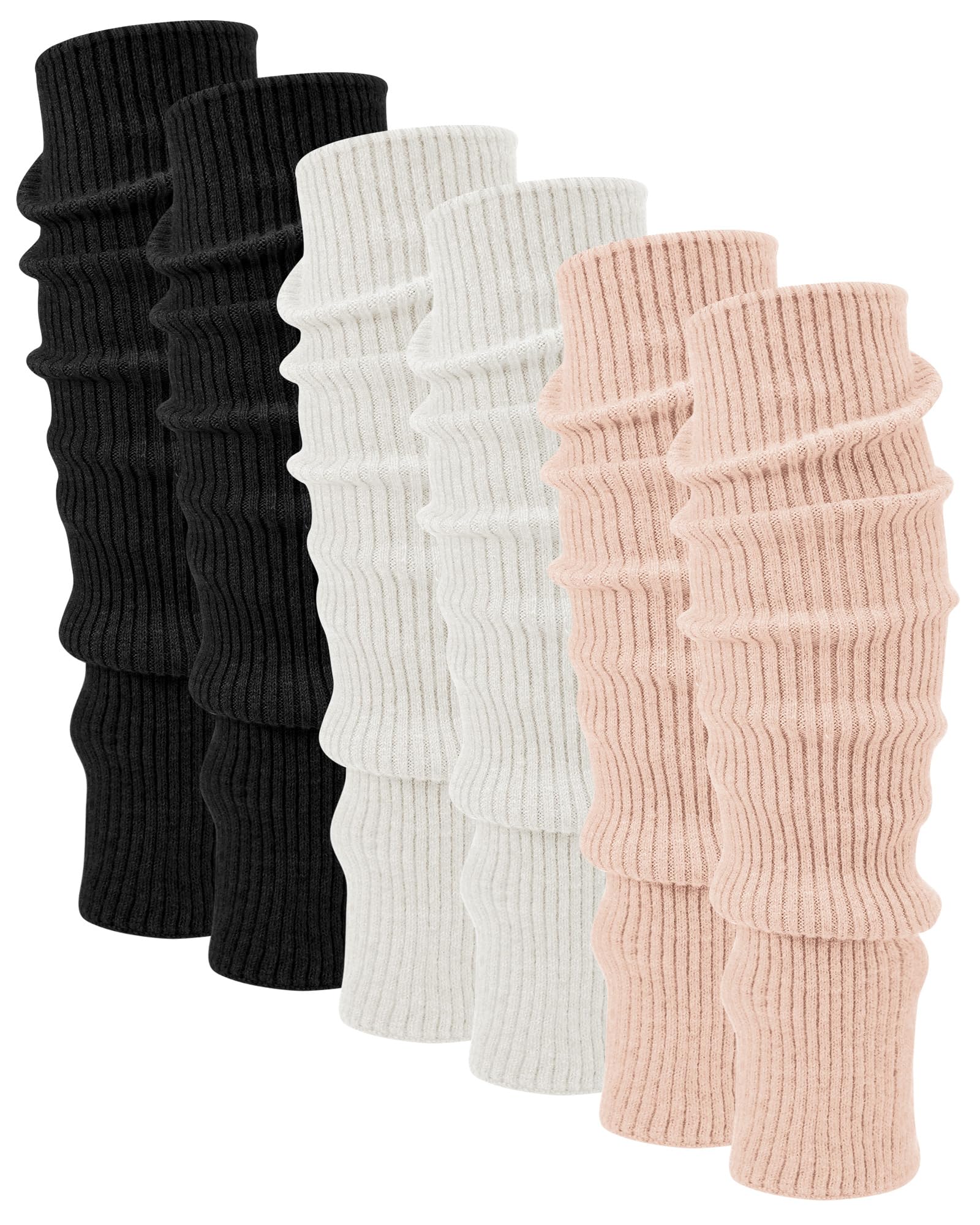 Shihanee 3 Pairs Wool Leg Warmers Women Soft Warmer Wool Winter Stockings Knit Long Leg Warmers Indoor Outdoor