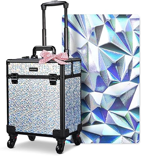 Vista 11 de BYOOTIQUE Cosmetology - Estuche rodante para almacenamiento de uñas, carrito de almacenamiento para maquillaje, maleta de peluquería de viaje