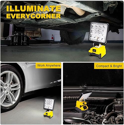 Miniatura 5 de Luz de trabajo LED inalámbrica para batería Dewalt de 20 V, linterna de 20 V para luz Dewalt, luz de inundación recargable portátil de 48 W 4800 LM