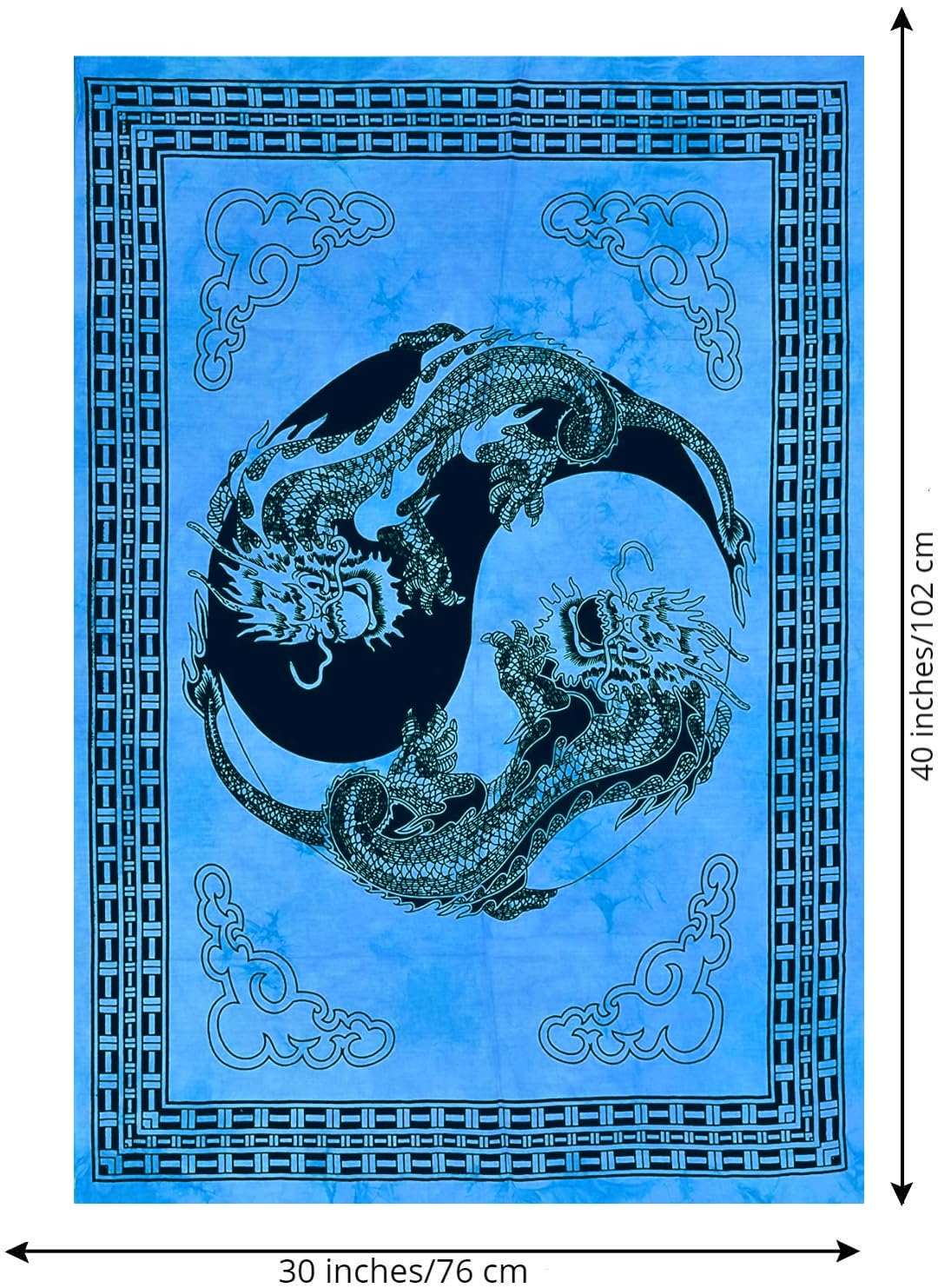 AVA Collections Blue Wall Hanging Tapestry Yin Yang Cotton Tie Dye Poster Wall Decor Bohemian Wall Art Hippie Bedroom Living Room Décor (Blue - Image 4