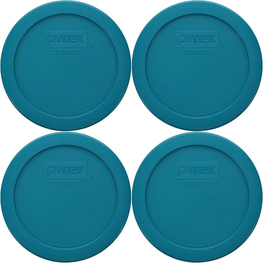 Pyrex 7200-PC 2-Cup Adriatic Blue Food Storage Replacement Lid Made in the USA - 4-Pack