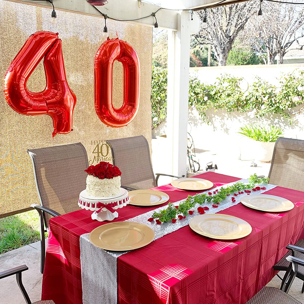 Red 0 balloon 40 Inch Giant Helium Foil Number 0 to 9 Red Balloon Birthday Wedding Party Digital Decorations (Number 0) — view 6