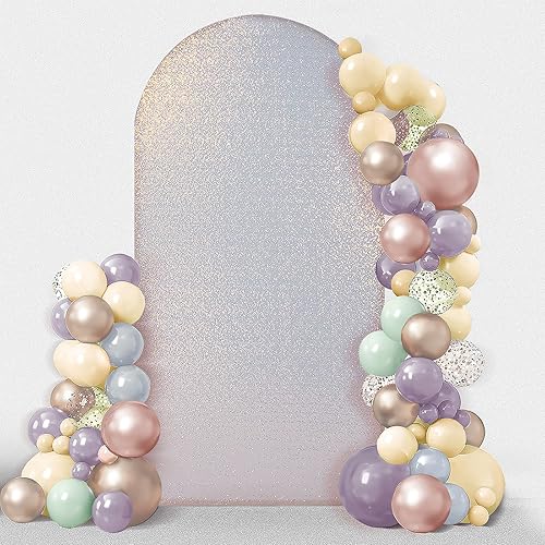 Miniatura 1 de Friiko Cubierta de arco de boda con lentejuelas y tela, uso de 2 caras, 7.2 pies, cubierta de soporte de arco de boda con parte superior redonda,