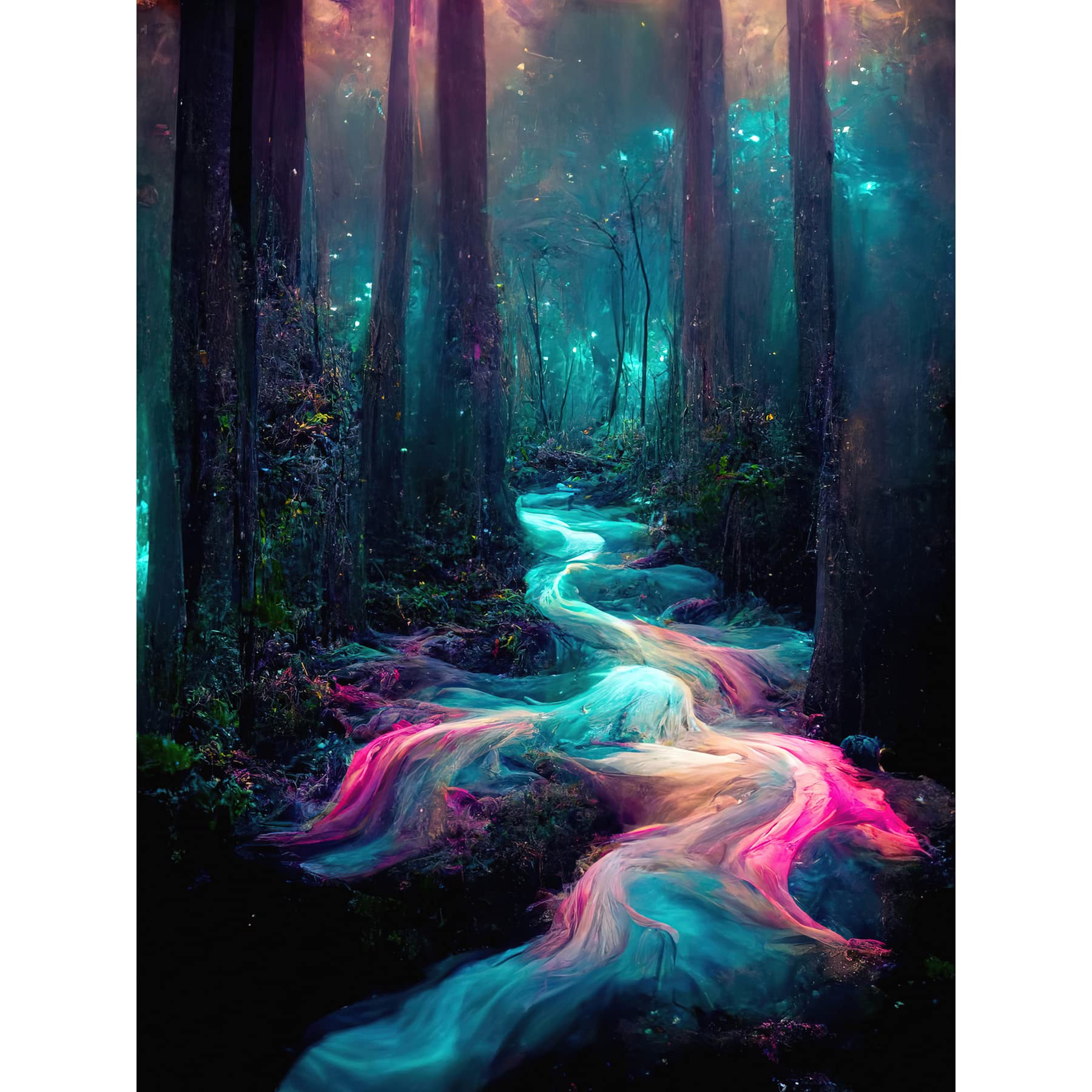 Doppelganger33 Ltd The Enchanted Forest Magical Fantasy River Wall Art Canvas Print Extra Large