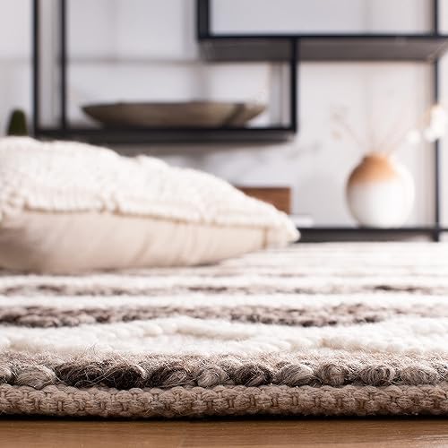 Miniatura 4 de SAFAVIEH Natura Collection - Alfombra de área de 5 x 8 pies, color marfil y gris, hecha a mano de lana rústica con borlas, ideal para zonas de alto