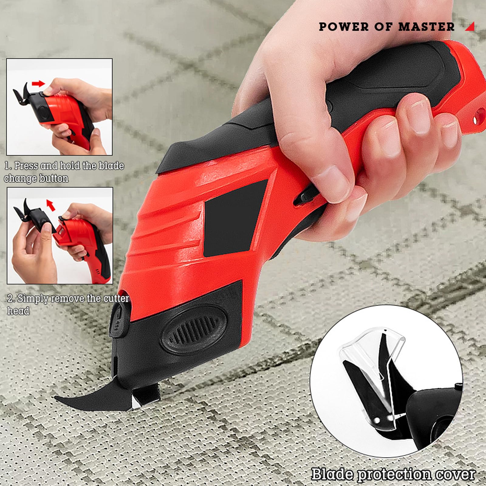 Tijeras eléctricas de corte de tela, operaciones inalámbricas, herramienta ergonómica integrada, herramienta de corte de tela, tijeras eléctricas recargables inalámbricas de tela