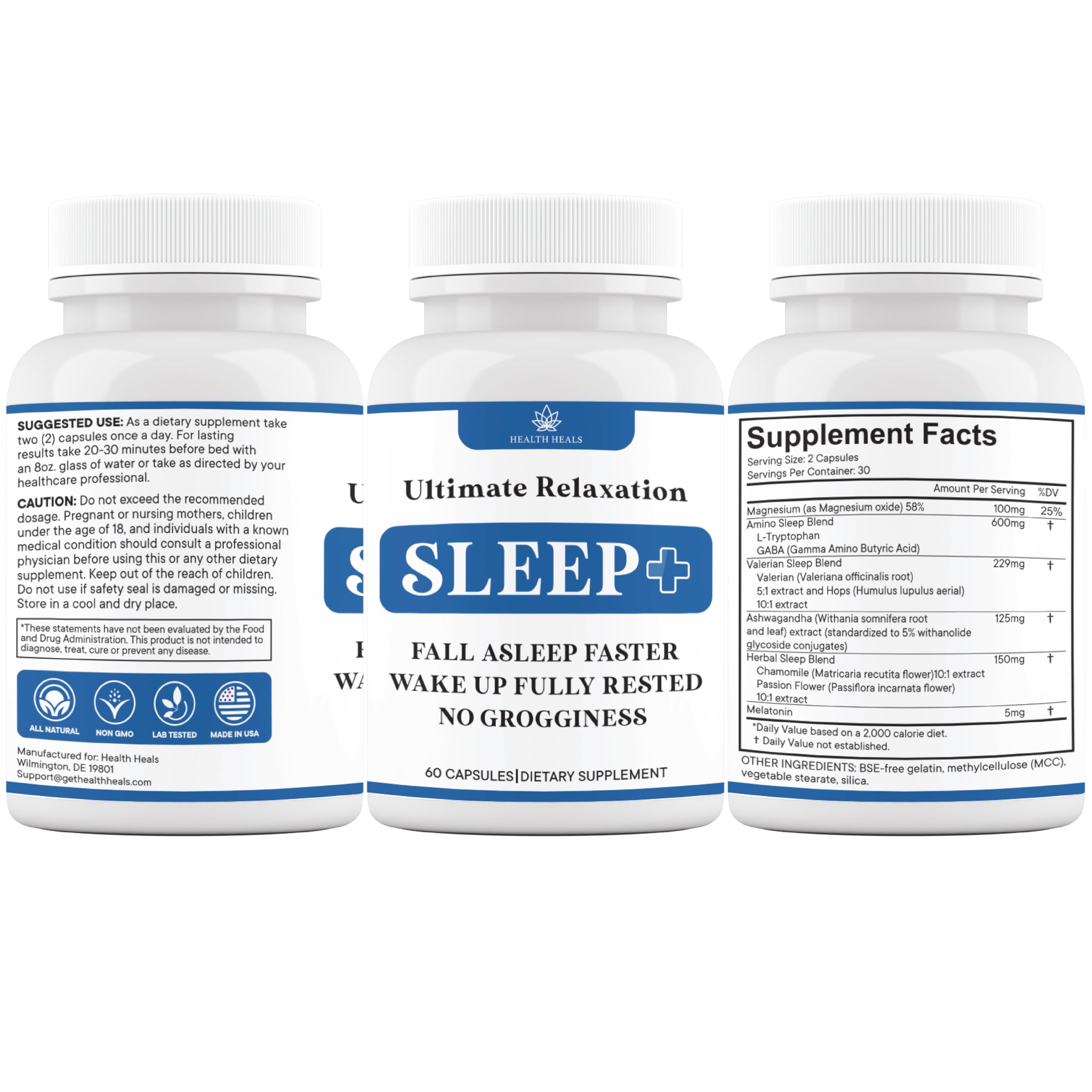 Relaxation Sleep Aid, Natural Non-Habit Forming, Sleep Supplement Developed to Support for Longer & Better Sleep, Chamomile, Magnesium, Melatonin, Ashwagandha, GABA, Drug-Free (120 Count) — Amazon image 10