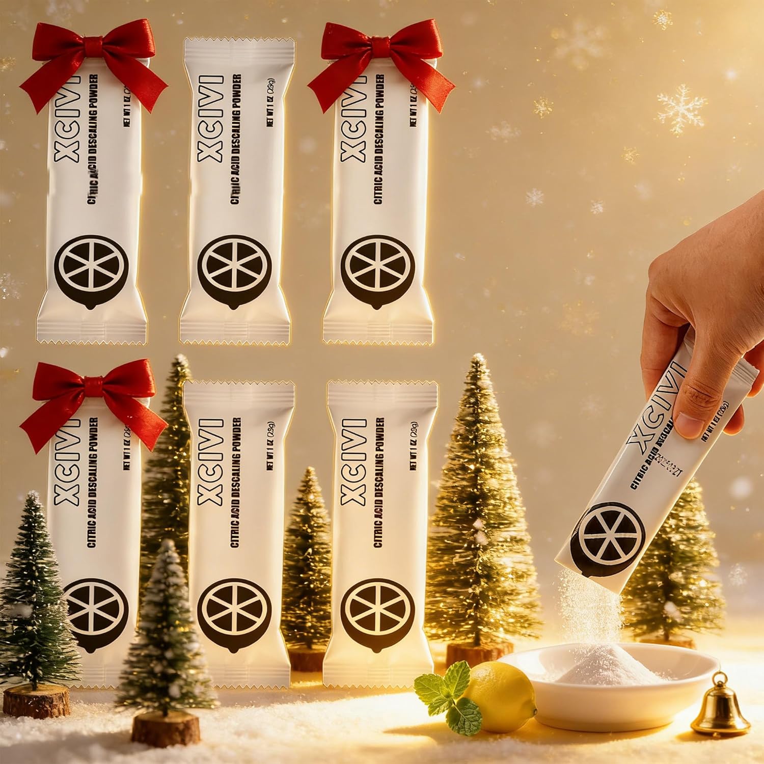 xcivi 6 Pack Ice Maker Descaling Powder Compatible with GE Profile Opal 2.0 Ultra Nugget Ice Maker, Citric Acid Descaling Powder Removes Mineral Deposits and Scale Build-up, Enhanced Ice Performance