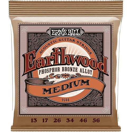 Ernie Ball Earthwood Medium 80/20 Bronze Acoustic Guitar Strings, 13-56 Gauge (P02002)'-Single Pack