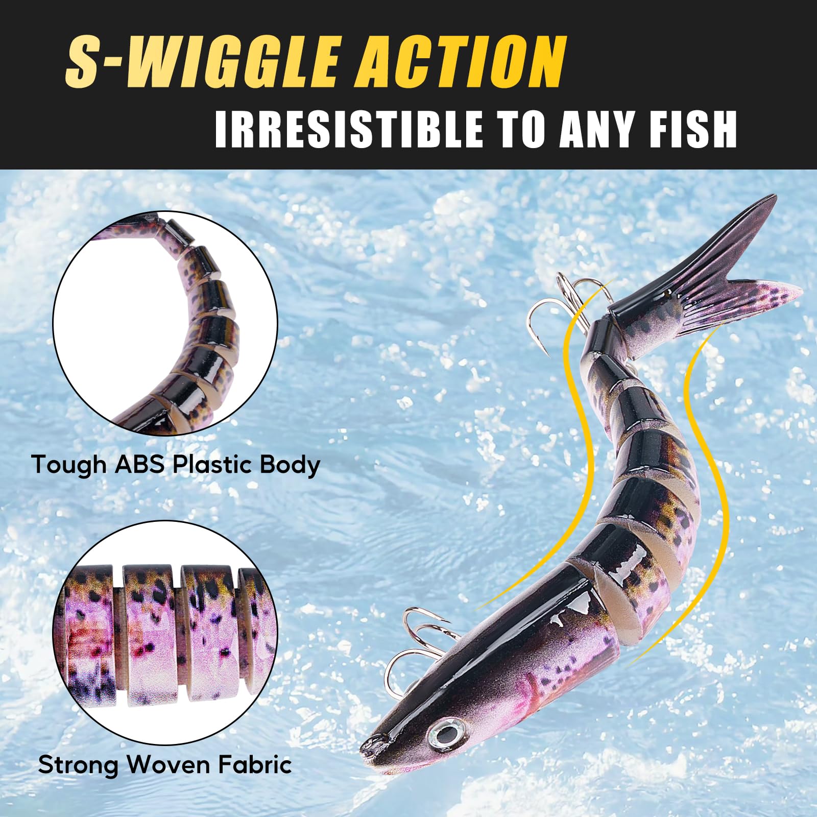 THKFISH Kit de leurres de pêche avec appâts nageurs multi-articulés, appâts de surface, crankbaits, crayon, grenouille, méné, 28 pièces, articles de pêche à la truite, au bar, coffret cadeau pour eau