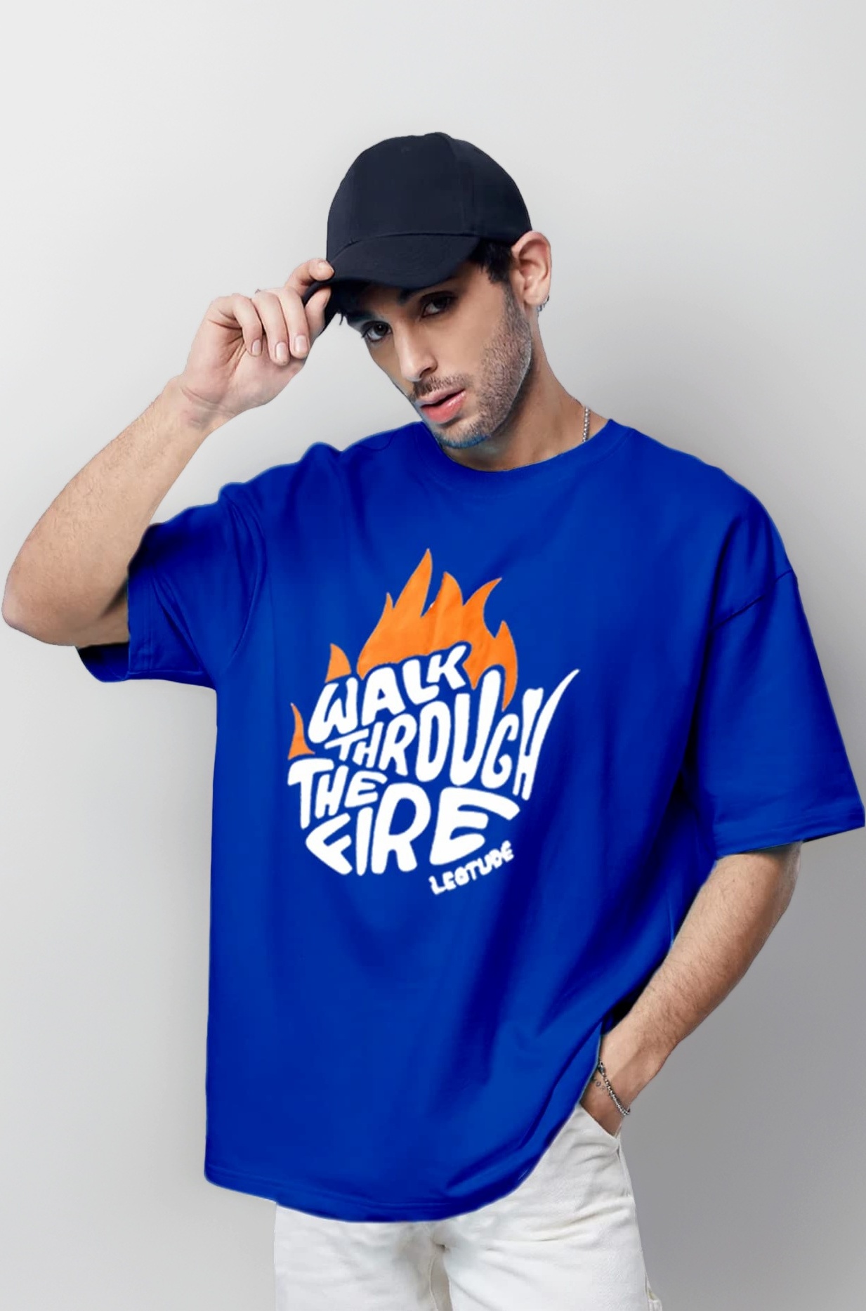 Men's Overiszed Cottonblend Half Sleeve Drop Shoulder Regular Fit T-shirt