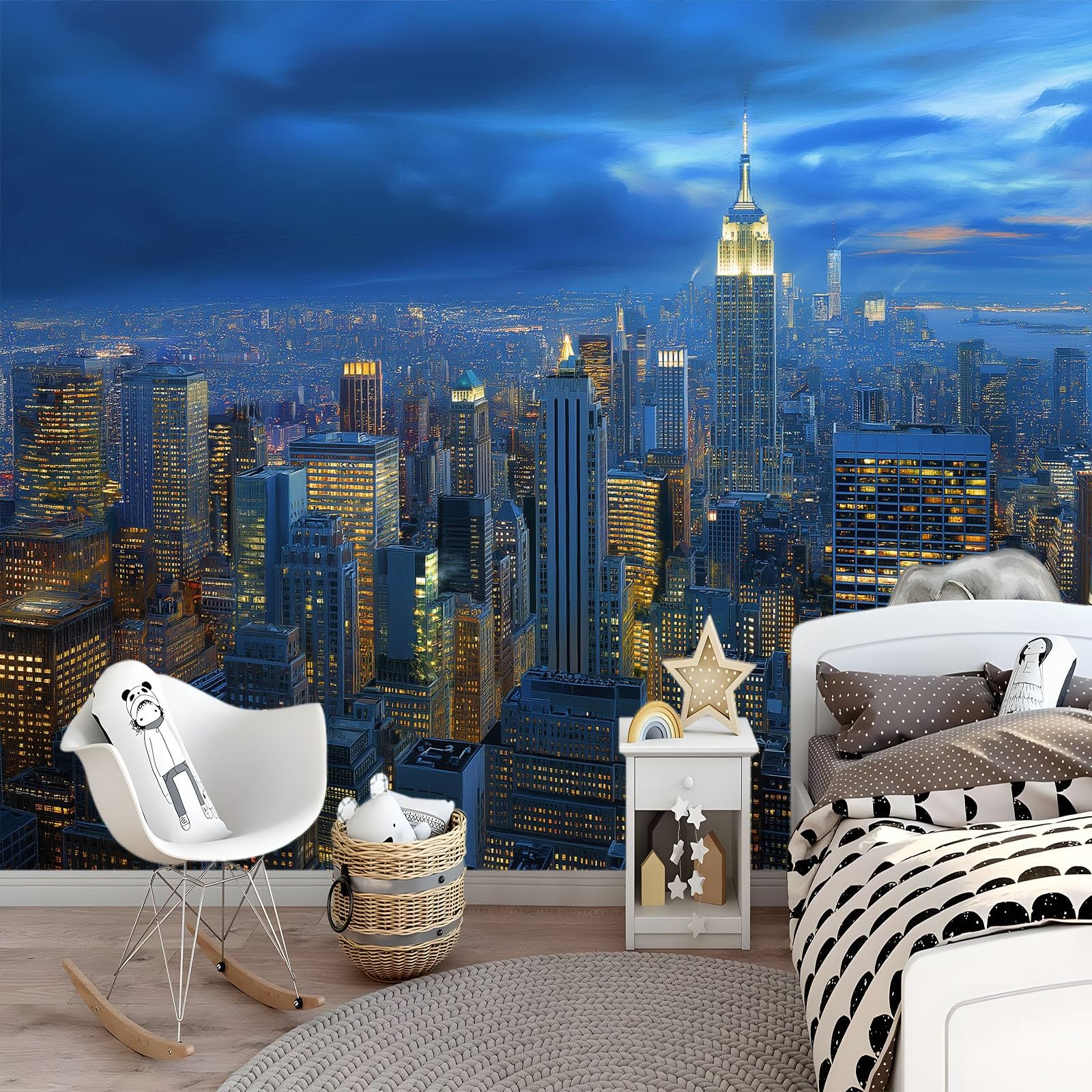 Fototapeta z włókniny 200 x 140 cm, nowoczesna architektura miasta, oświetlenie, ruchliwe miasto, granatowa - tapeta ścienna do salonu i sypialni, jakość premium, dekoracja ścienna