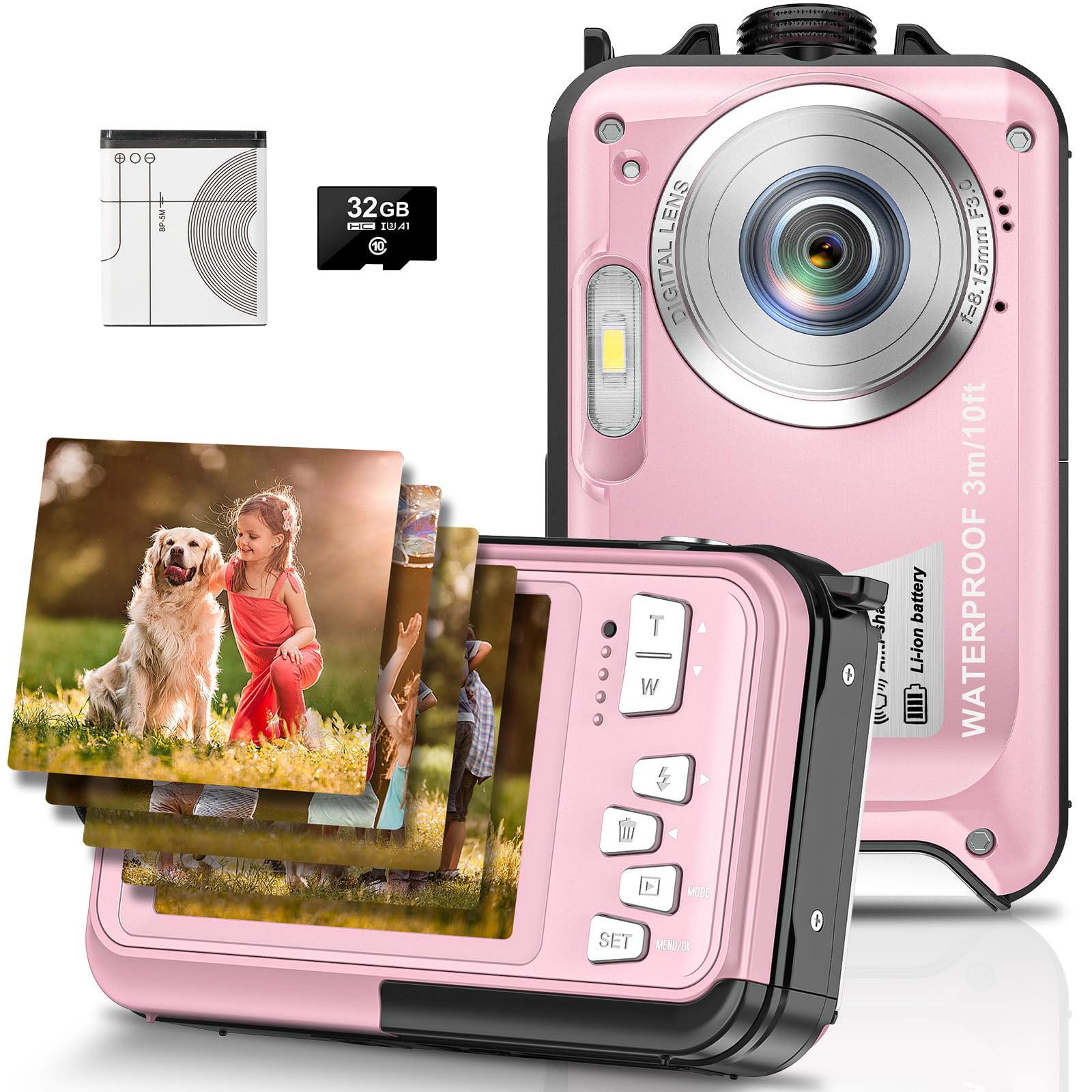 Appareil Photo Etanche Numérique 10FT 1080P Full HD 30MP Caméra étanche 16X Zoom Appareil Photo pour Enfants