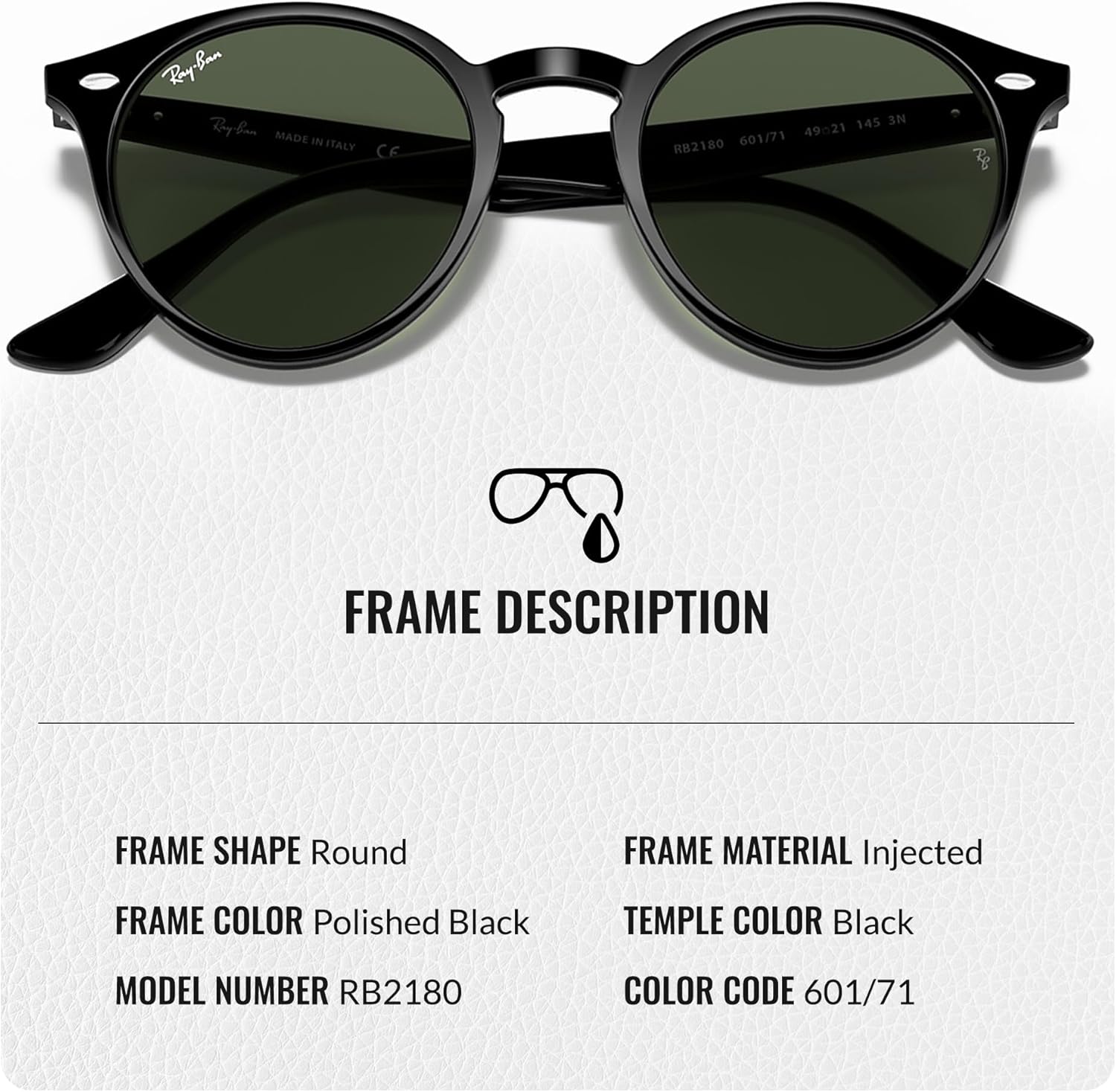 Ray-Ban RB2180 Round Shaped Sunglasses for Men & Women with Official RAYBAN Eyewear Kit - Image 3