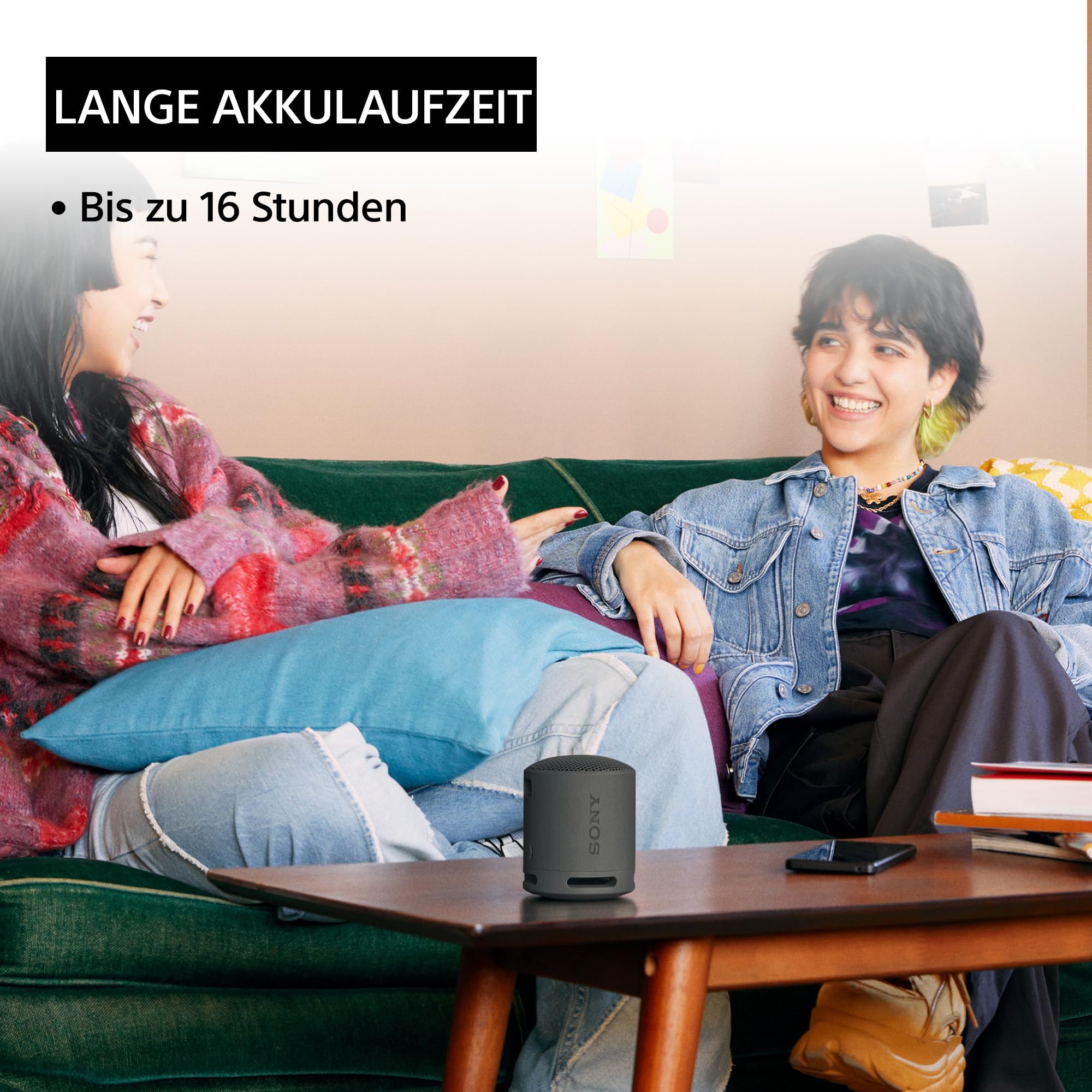 Sony SRS-XB100 - Kabelloser Bluetooth-Lautsprecher, tragbar, leicht, kompakt, Outdoor, Reise, langlebig, IP67 wasser- und staubdicht, 16 Std Akku, Trageriemen, Freisprechfunktion, schwarz