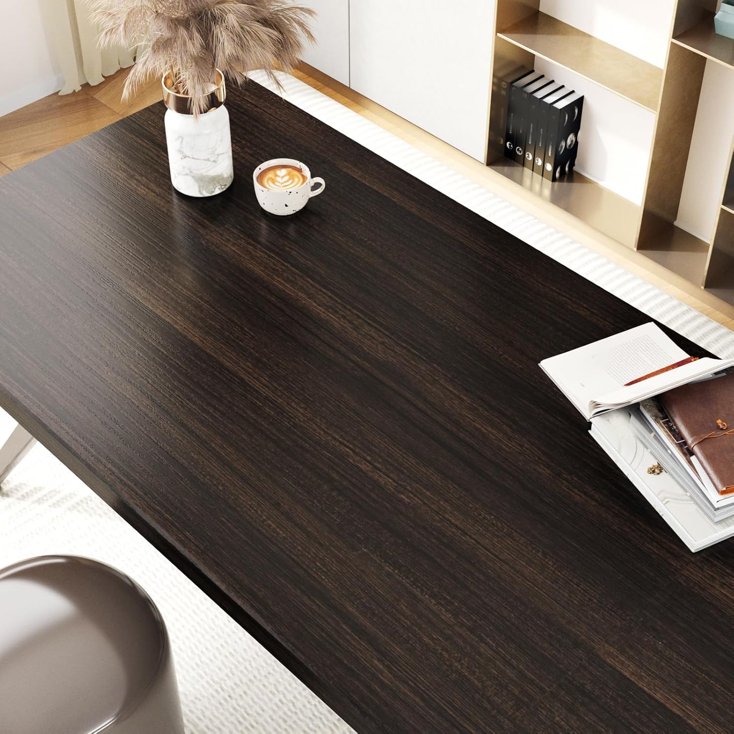 WESTICK Dark Wood Contact Paper for Countertop Tables Self Adhesive Peel and Stick Countertops Waterproof Brown Wood Look Wallpaper Removable Rustic Contact Paper for Cabinet Desk Bathroom 17.7"x120"