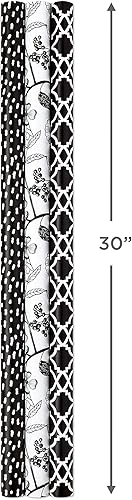 Miniatura 6 de Hallmark Rollos de papel de regalo en blanco y negro para graduación, cumpleaños, baby shower, boda, todas las ocasiones - Papel de regalo floral,