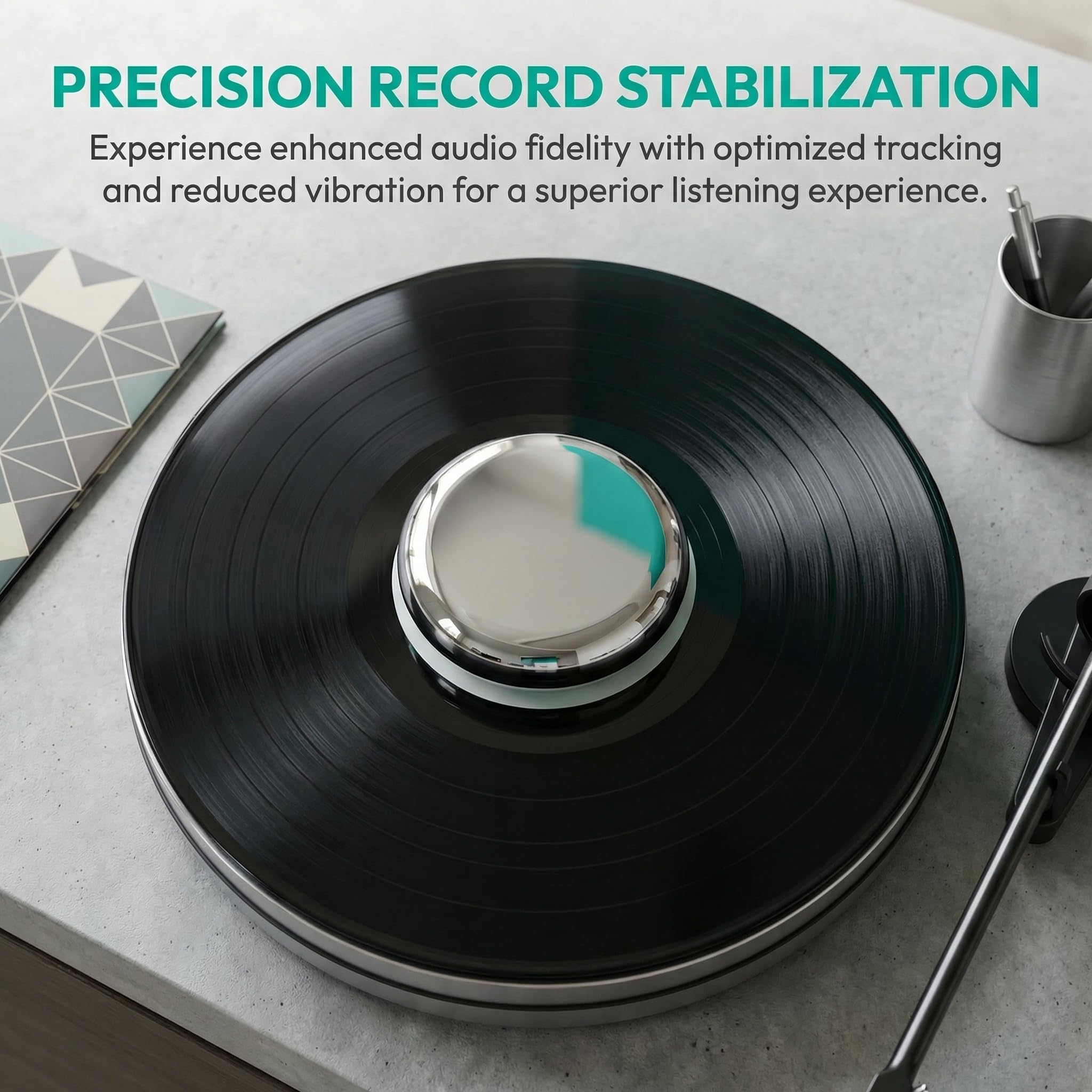 Estabilizador de peso de disco de vinilo, 563 g, acero inoxidable, plateado, para tocadiscos HiFi LP