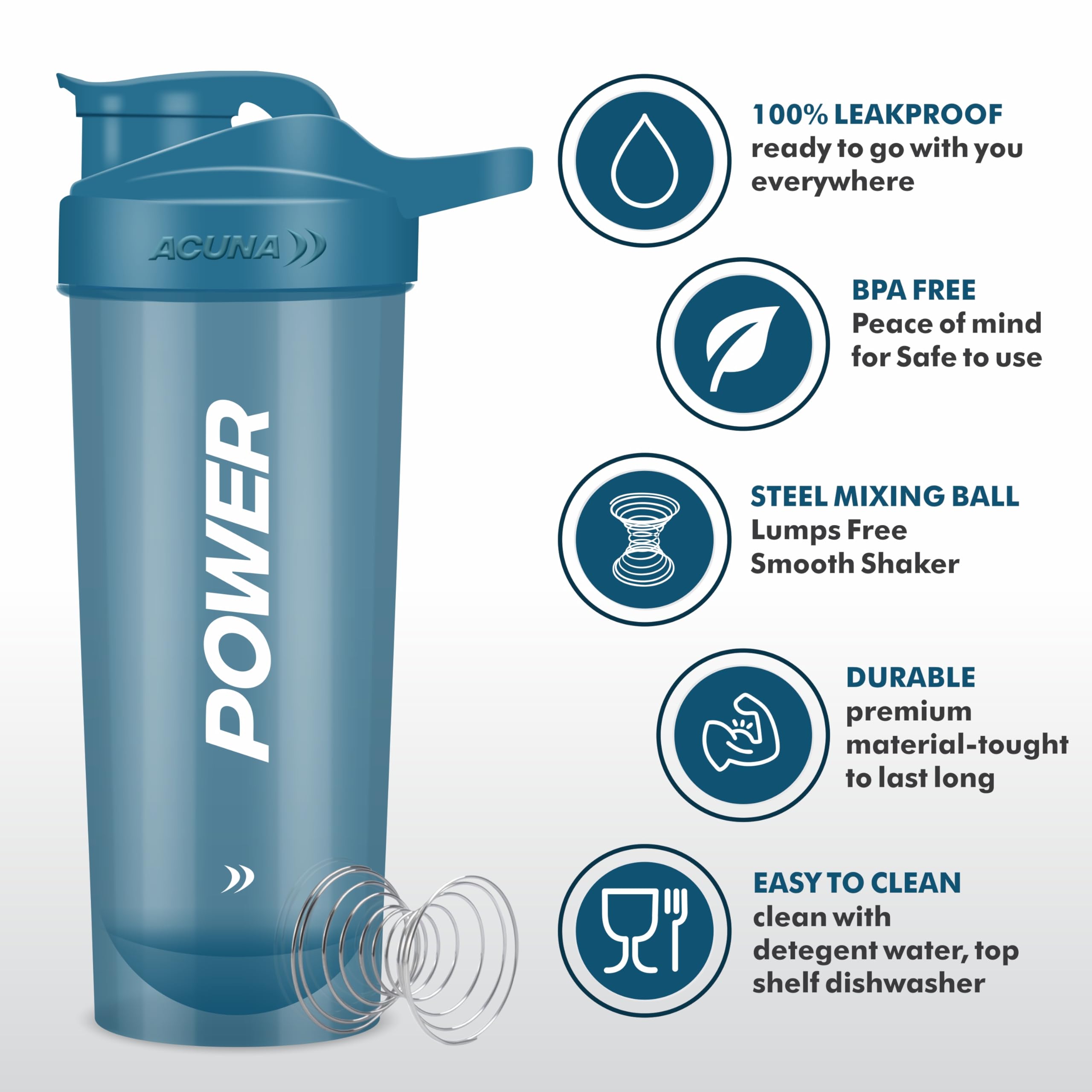 Mkitnvy Shaker Proteine Elettrico, 700 ml Bottiglia Per Shaker Per Proteine, USB C Ricaricabile, Shaker Palestra Portatile Anti-Perdita Senza BPA Per Frullati Proteici e Sport e Fitness (Bianco