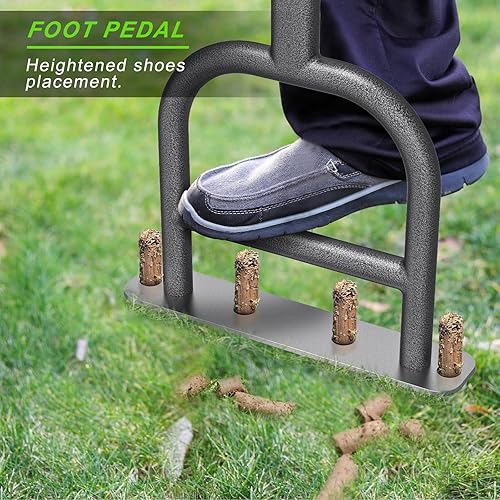 Miniatura 5 de Dolibest Aireador de extracción de césped, herramienta aireadora de acero inoxidable con 4 núcleos con agarre de goma suave, herramienta manual de