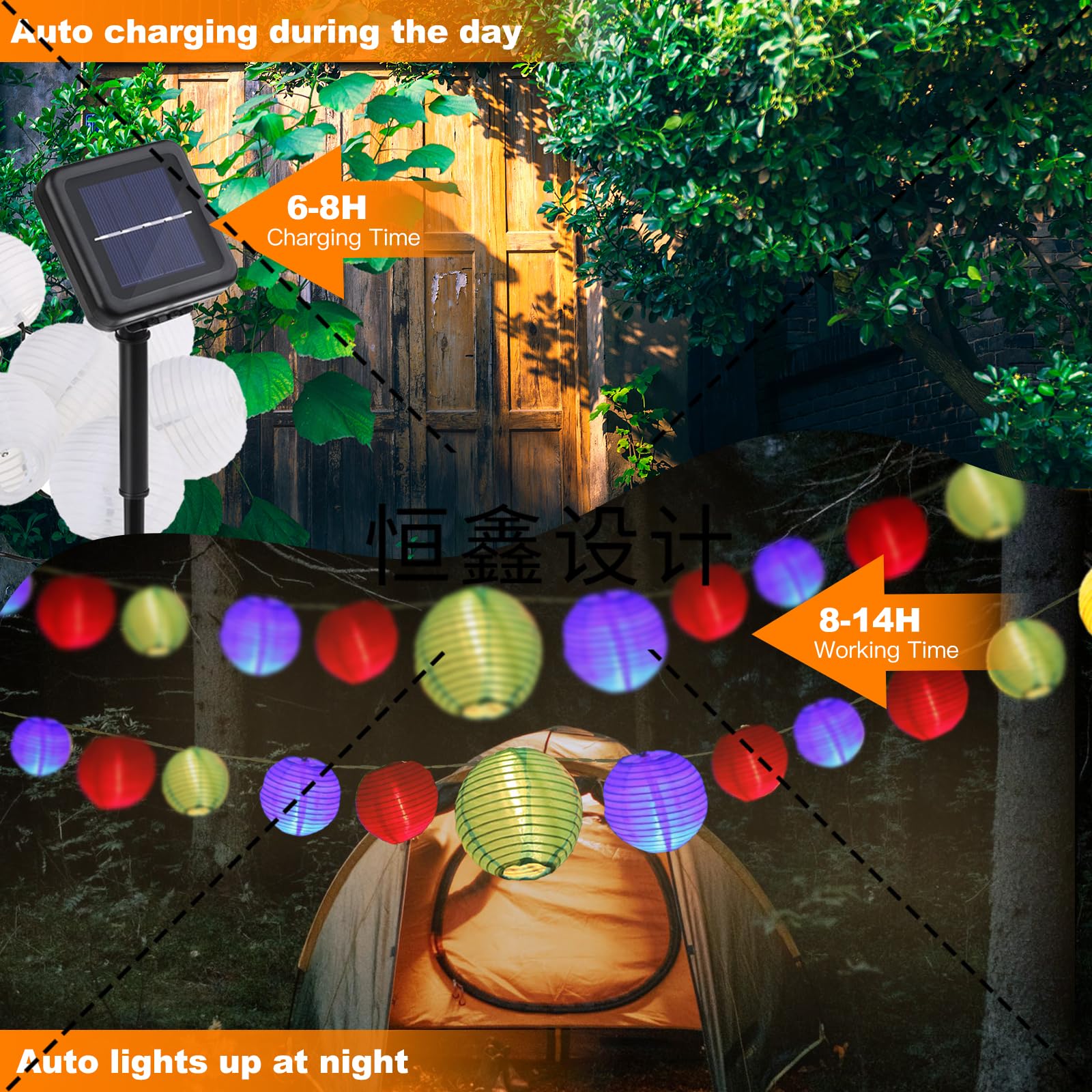 LED Fairy Lights Lanterns Outdoor Solar 6.5 m 30 LED Lanterns 8 Modes Waterproof Solar Lighting Solar Fairy Lights Outdoor for Garden, Yard, Wedding, Party Decoration, Balcony, Christmas, Party - Image 4