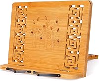 Vista 19 de MEGREZ Soporte de libro para lectura (13.2 x 9.4 pulgadas) Soporte de bambú para libros de cocina para cocina, soporte ajustable