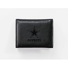 Rico Industries Laser Engraved Trifold Leather Wallet, Dallas Cowboys, Lightweight Black