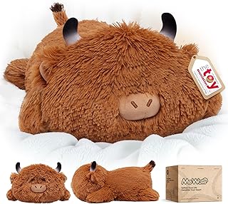 Mewaii Cute Highland Cow Cuddly Toy Plush Cushion for Children, Soft 33 cm Cuddly Toy, Kawaii Plush Toy Cow, Relaxation and Decoration Cushion for Girls