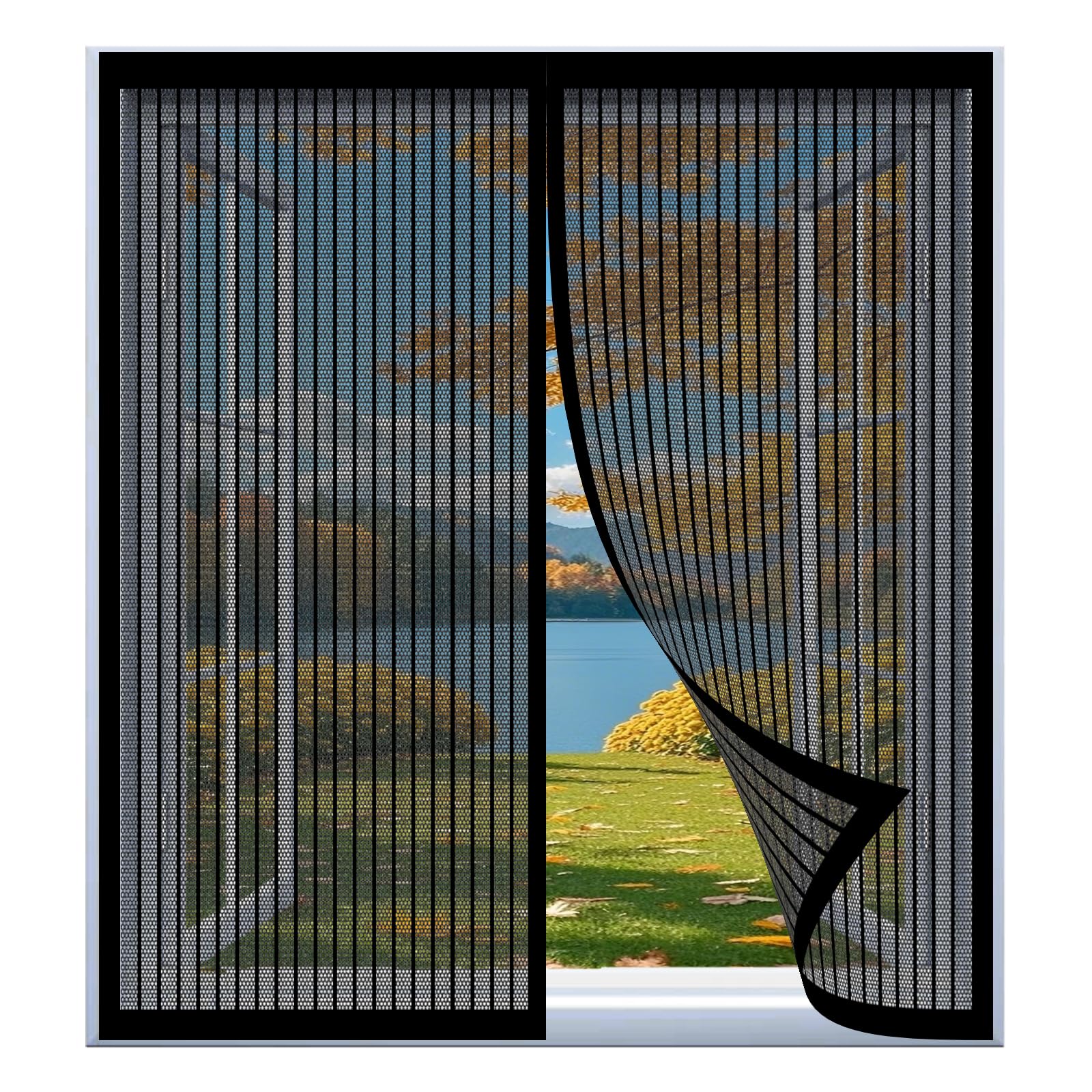 Yuanwan Black Adjustable Diy Magnetic Fly Screen Window 95 X 85 Cm Easy Installation No Drilling Or Screwing Transparent Window Screen For Windows Nets To Keep Bugs Out,