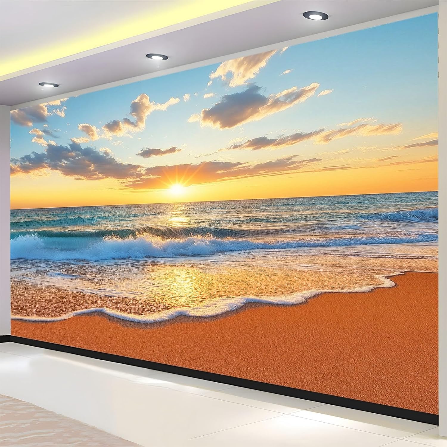 Papier peint panoramique plage 300x210 cm coucher de soleil poster mural intissé