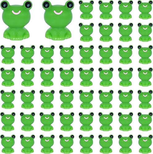 100 mini ranas de resina, figuras en miniatura de rana verde de plástico para manualidades, decoración de jardín, decoración del hogar (verde S2)
