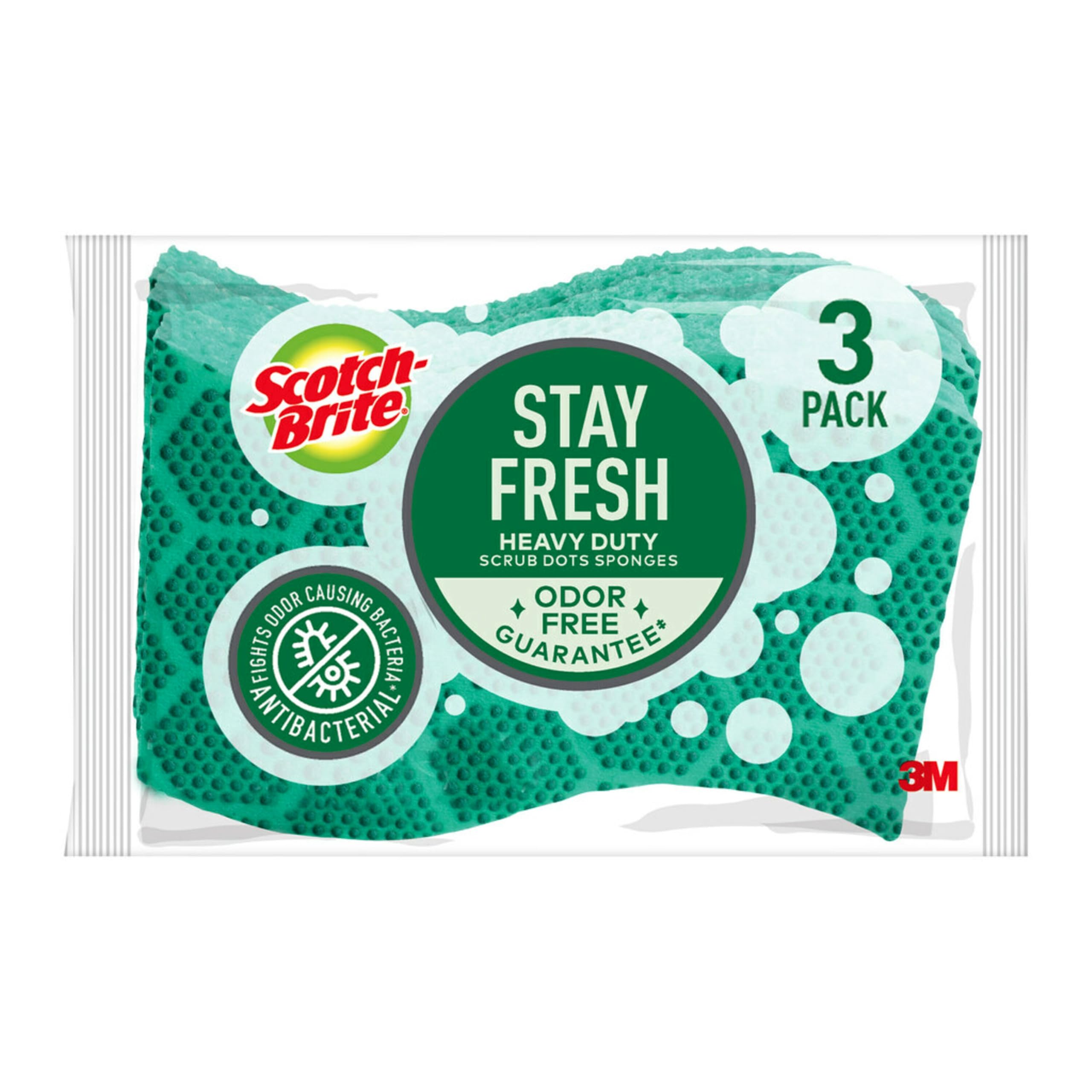 Scotch-Brite Odor Resist Heavy Duty Scrub Sponge, 3 Pack