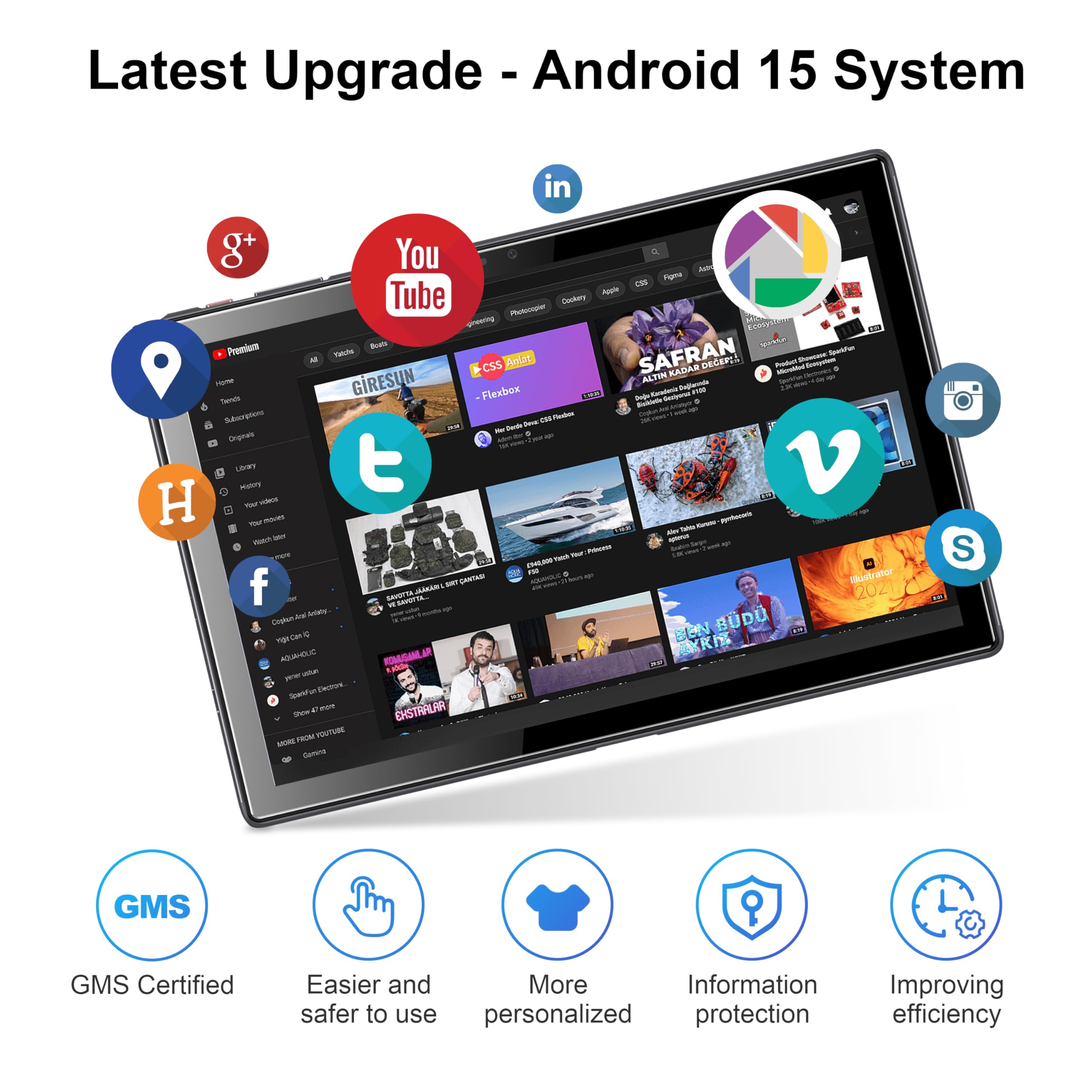 BYYBUO Tablet,10.1 inch Android 15 Tablets, 8GB RAM 64GB ROM 1TB Expand,1280x800 IPS HD Touchscreen,5000mAh Battery, Wi-Fi 6, Bluetooth 5.2, Dual Camera,Metal Body with Case