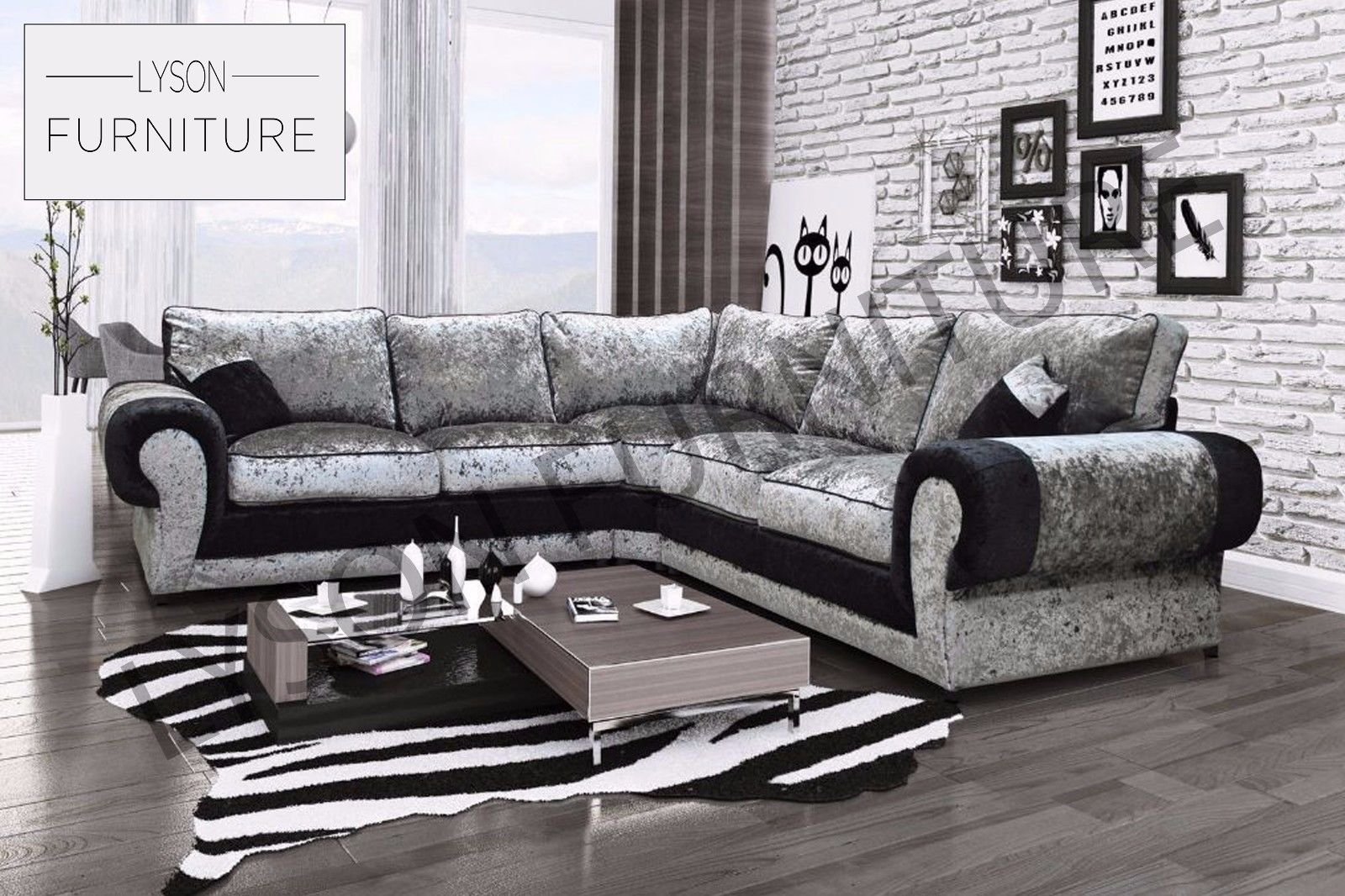 New Design TANGO LARGE Corner Sofa Luxury Crushed Velvet