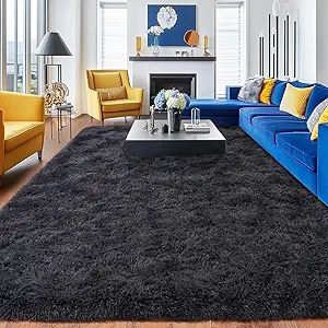 Rugs for Living Room 8x10, Soft Shaggy Modern Shag Area Rug for Bedroom, Upgrade Non-Slip Plush Fluffy Carpet for Kids Boys Girls Room Home Decor Aesthetic, Charcoal Gray