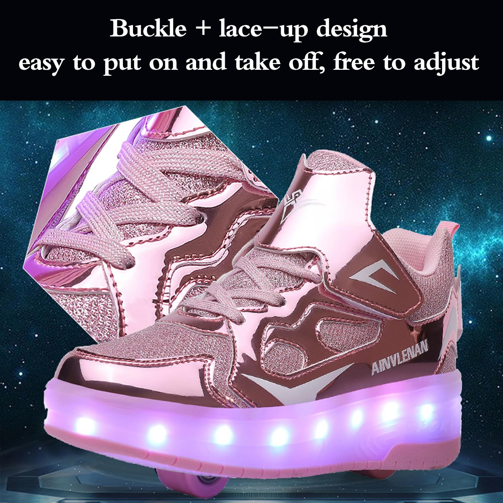 Zapatillas Deportivas con Ruedas para niños,Zapatillas con Ruedas niño,Zapatos con Dos Ruedas,Ruedas Multifuncionales,Carga USB,2 en 1,LED Light-UP,para Regalos creativos de Vacaciones