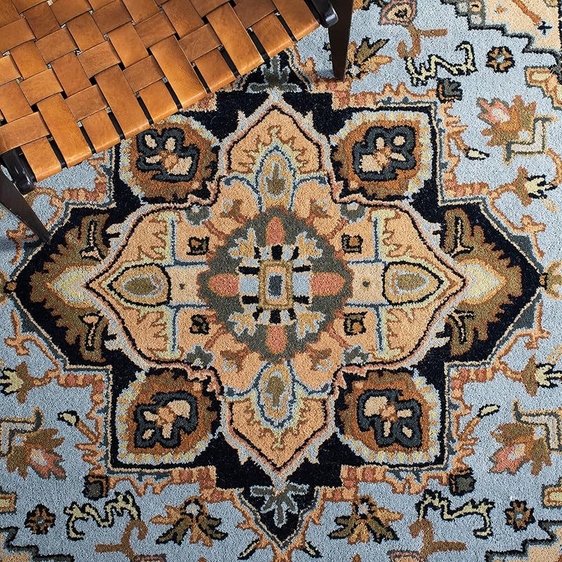 Image of Embossed Handmade GH Wool Thick Geometrical Carpet is a Stylish and Practical Addition to Any Living Room 7X10