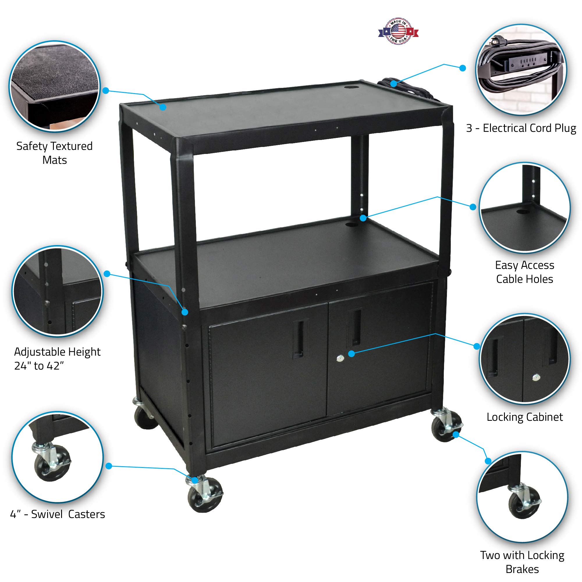 Amazon.com : LUXOR AVJ42XLC Locking Cabinet, 42
