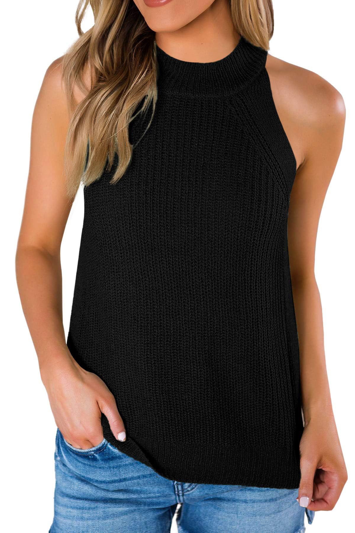 Saodimallsu Damen Sommer Strick Tanktop Ärmellose Rundhals Tank Tops Casual Knit Cami Top Sexy Oberteile