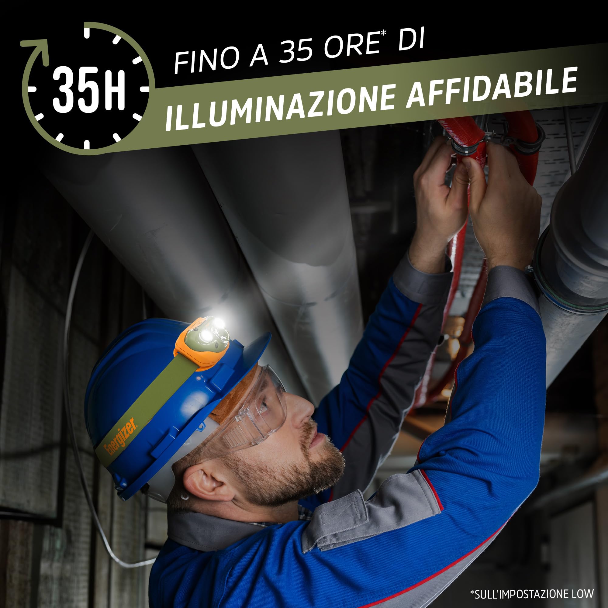 Energizer Torcia Frontale LED 260 Lumen, Impermeabile, 7 Modalità