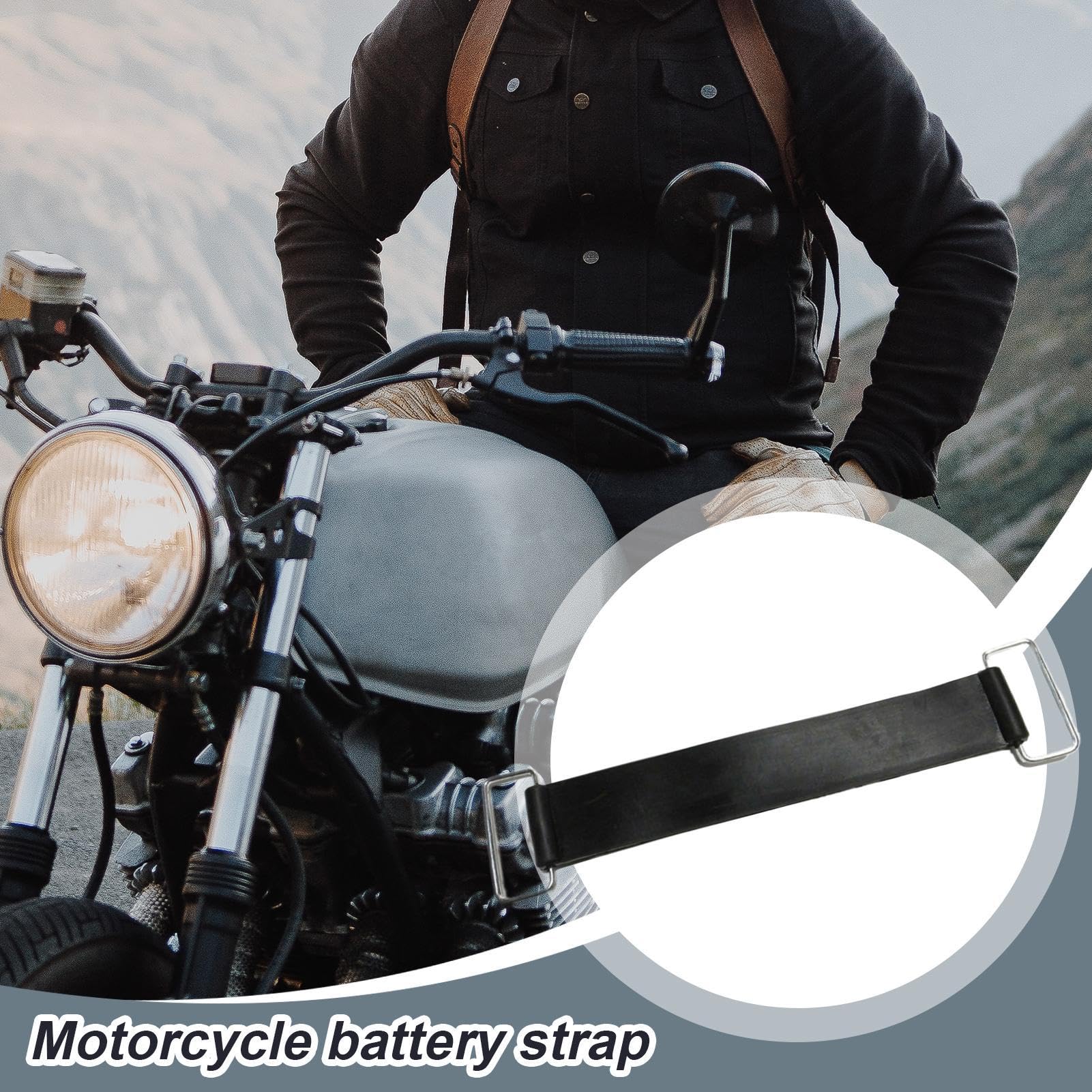Cinghia di fissaggio per batteria della moto, cinturino in gomma resistente per un montaggio sicuro della batteria, cinghia fissa per batteria per moto, elastico, supporto per batteria, resistente
