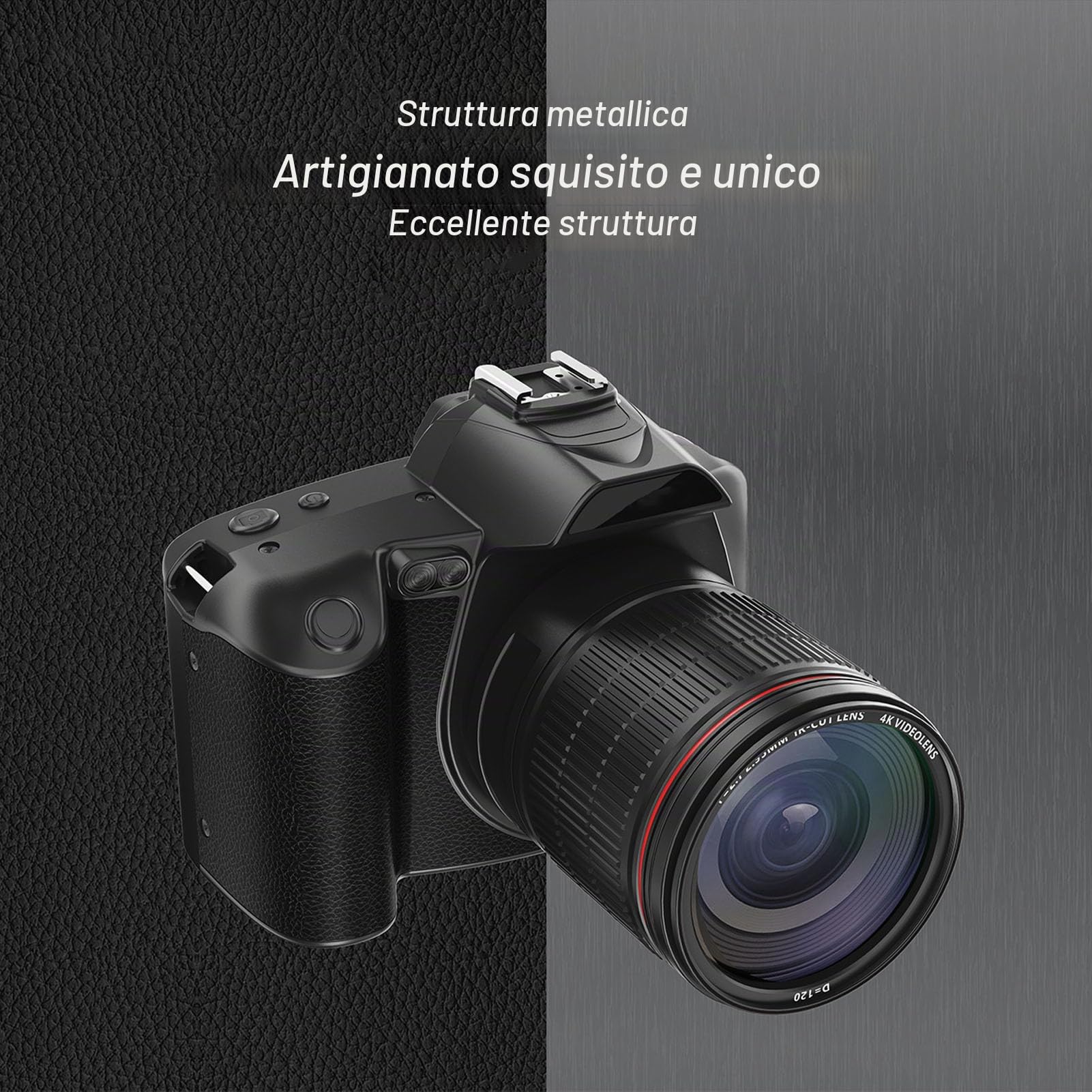 Fotocamera Reflex Digitale con Obiettivo 2,7-2,95 Mm, Fotocamera Digitale WiFi con Schermo IPS da 3,0 Pollici, Fotocamera per da 64 MP, Supporto Zoom 16X, Visione Notturna