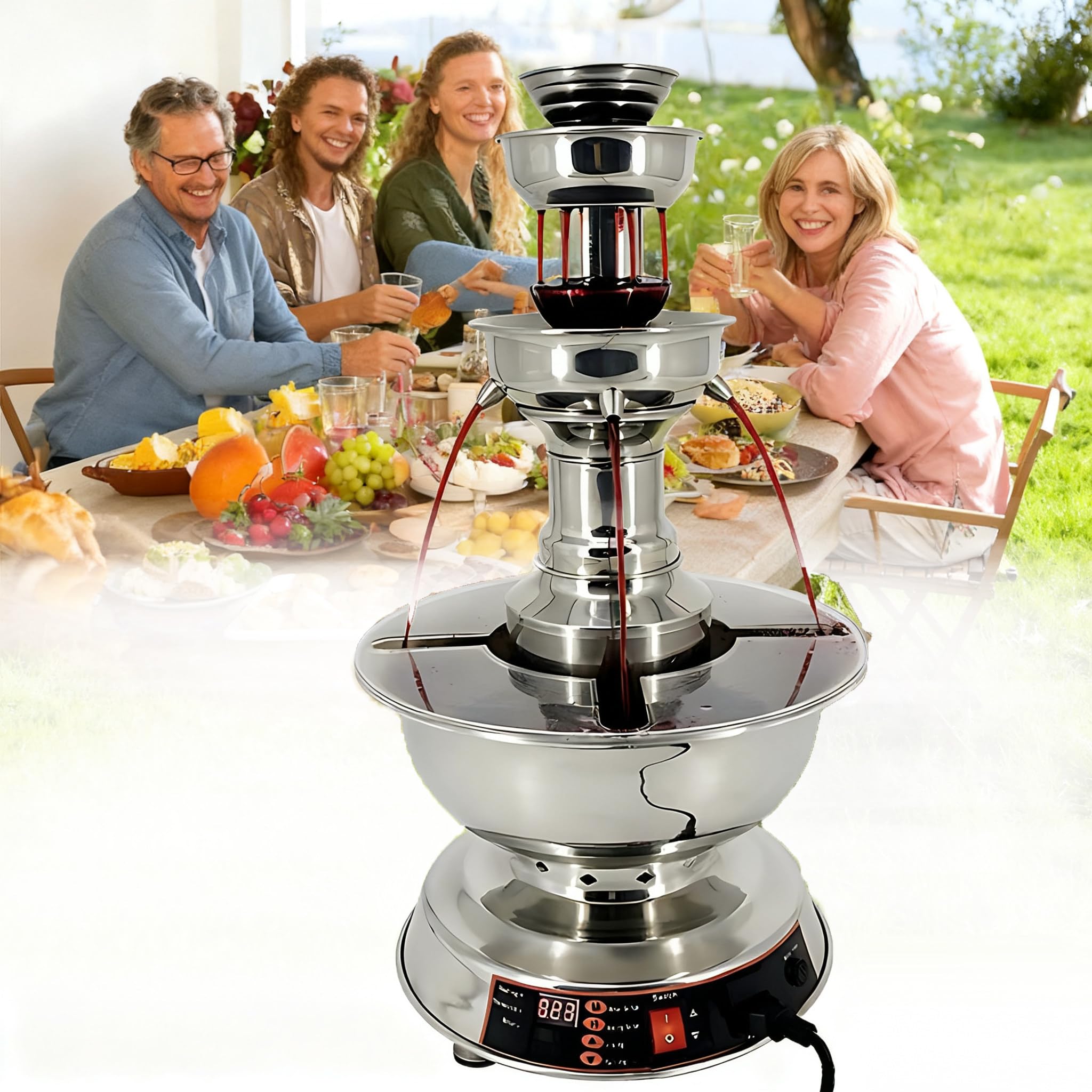 Professioneller 3-Stufiger Party-Rotweinspender - Elektrischer Getränkebrunnen mit Temperaturkontrolle (0-100°C), 3.5L - Für Hochzeit, Geburtstag & Gartenparty
