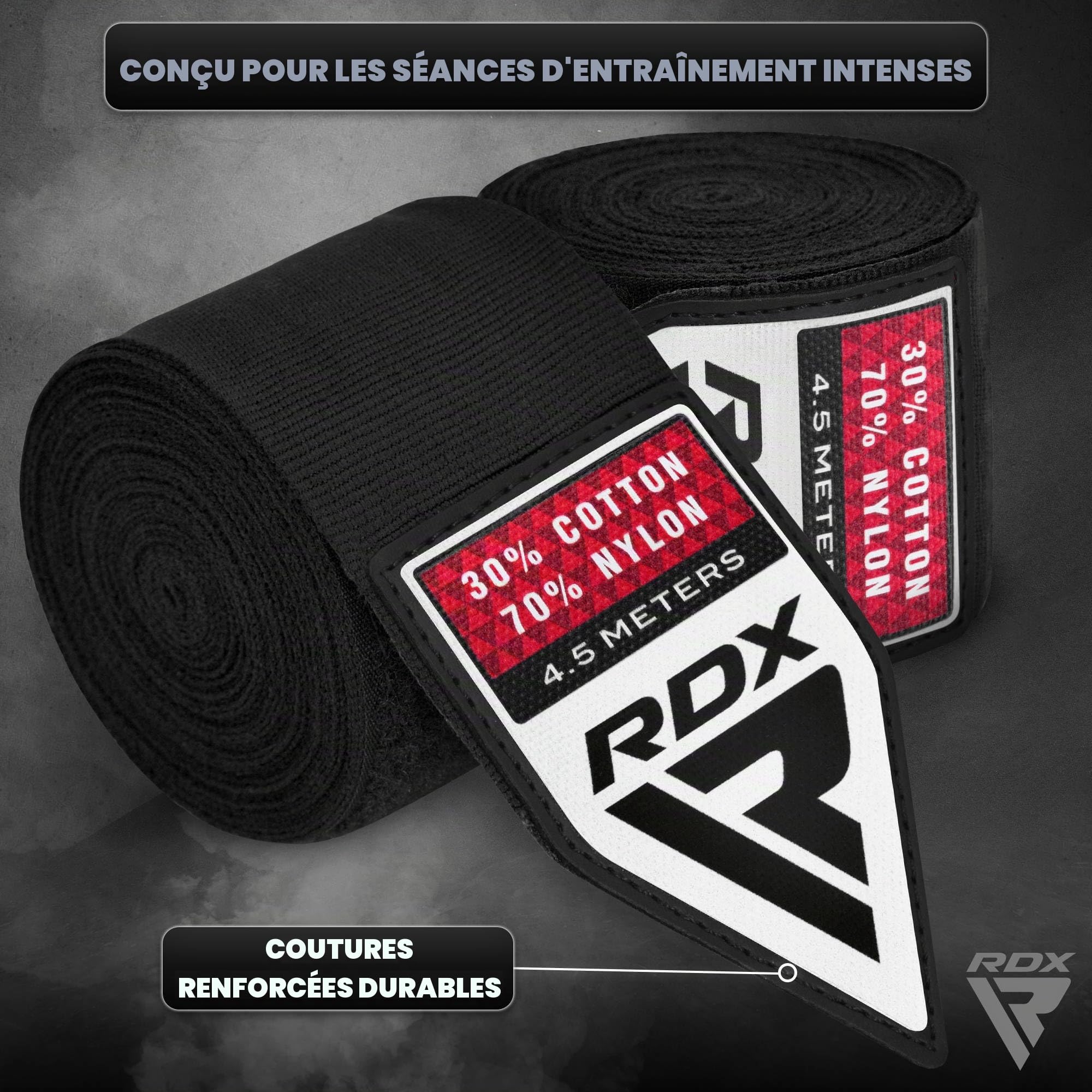 RDX Bandes Boxe sous Gants, Bandage De 4,5m, Élastique pour Le Pouce, Boxing Inner Gloves Hand Wraps, Protection du Poignet, Arts Martiaux Muay Thai MMA, Kickboxing, Entraînement Au Sac Hommes Femmes