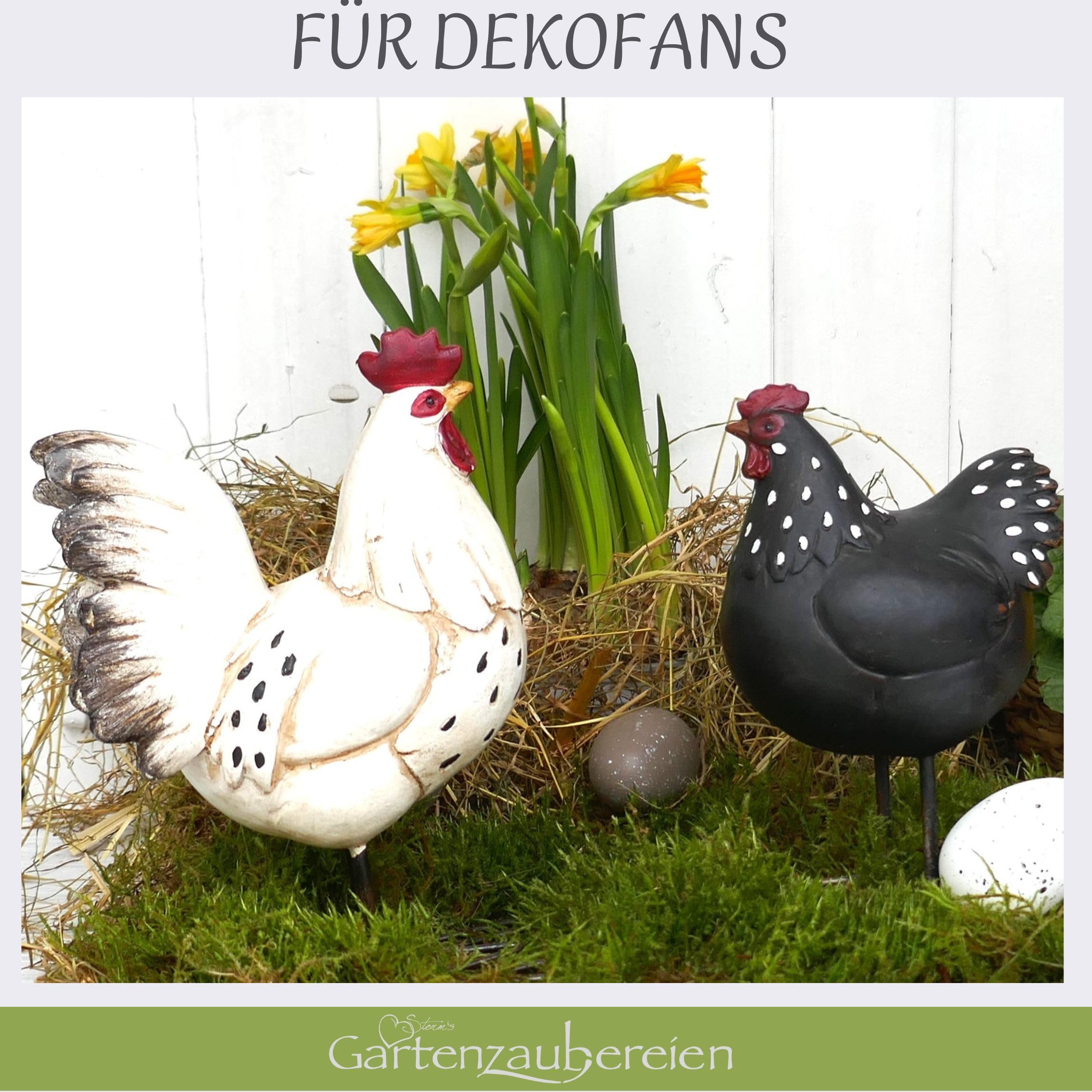 TOYANDONA 2er Set Hühner Gartenfiguren Aus Resin - Wetterfest, 6x5cm Für Terrasse & Garten