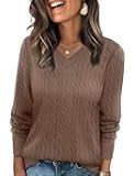 Sweaters for Women Fashion 2025 Cable Knit Fall Clothes V Neck Business Casual Teacher Outfits