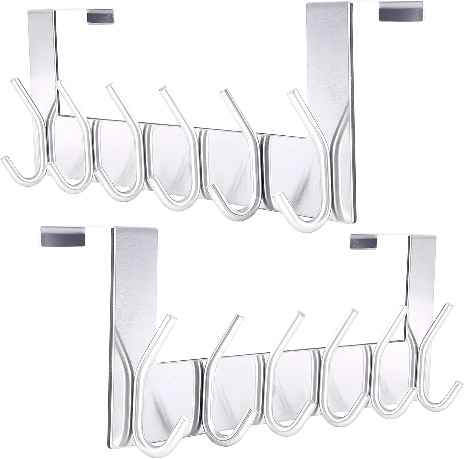 SKOLOO Over The Door Hook Hanger 6 Hooks, Pack of 2, Metal Door Hook