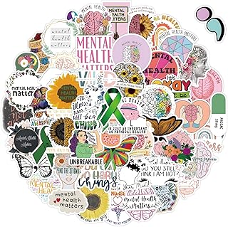 100pcs Mental Health Awareness Stickers, Vinyl Stickers and Decals for Adult Kids, Therapist Gifts, Can Stick on Laptops, Water Bottles etc.(Mental Health)
