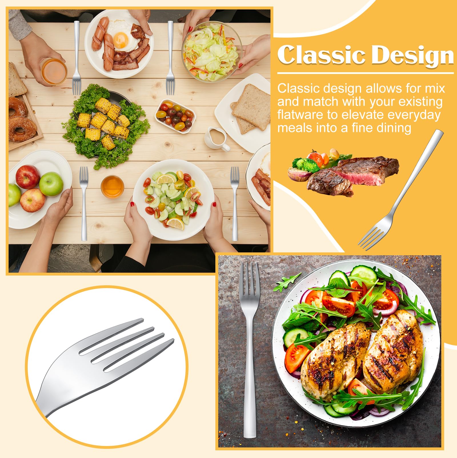 Minatee 100 Pcs Dinner Forks Bulk Set 8 Inches Stainless Steel Metal Forks — Amazon image 5