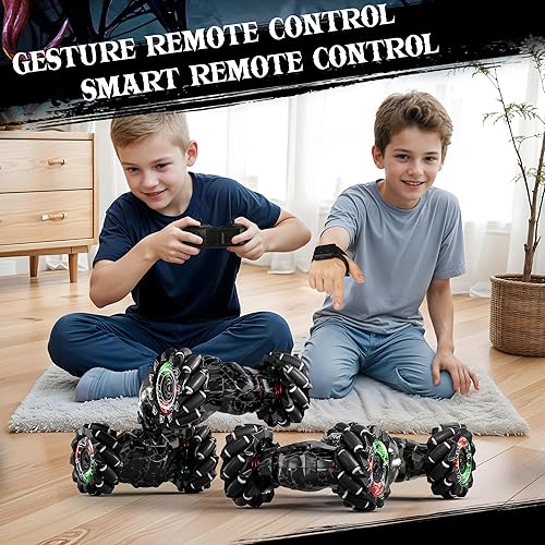 Miniatura 5 de Coche de control remoto, 2.4Ghz 4WD con detección de gestos de gravedad, Monster Stunt Twist Truck Juguetes para niños y niñas de 5 a 7 años, auto